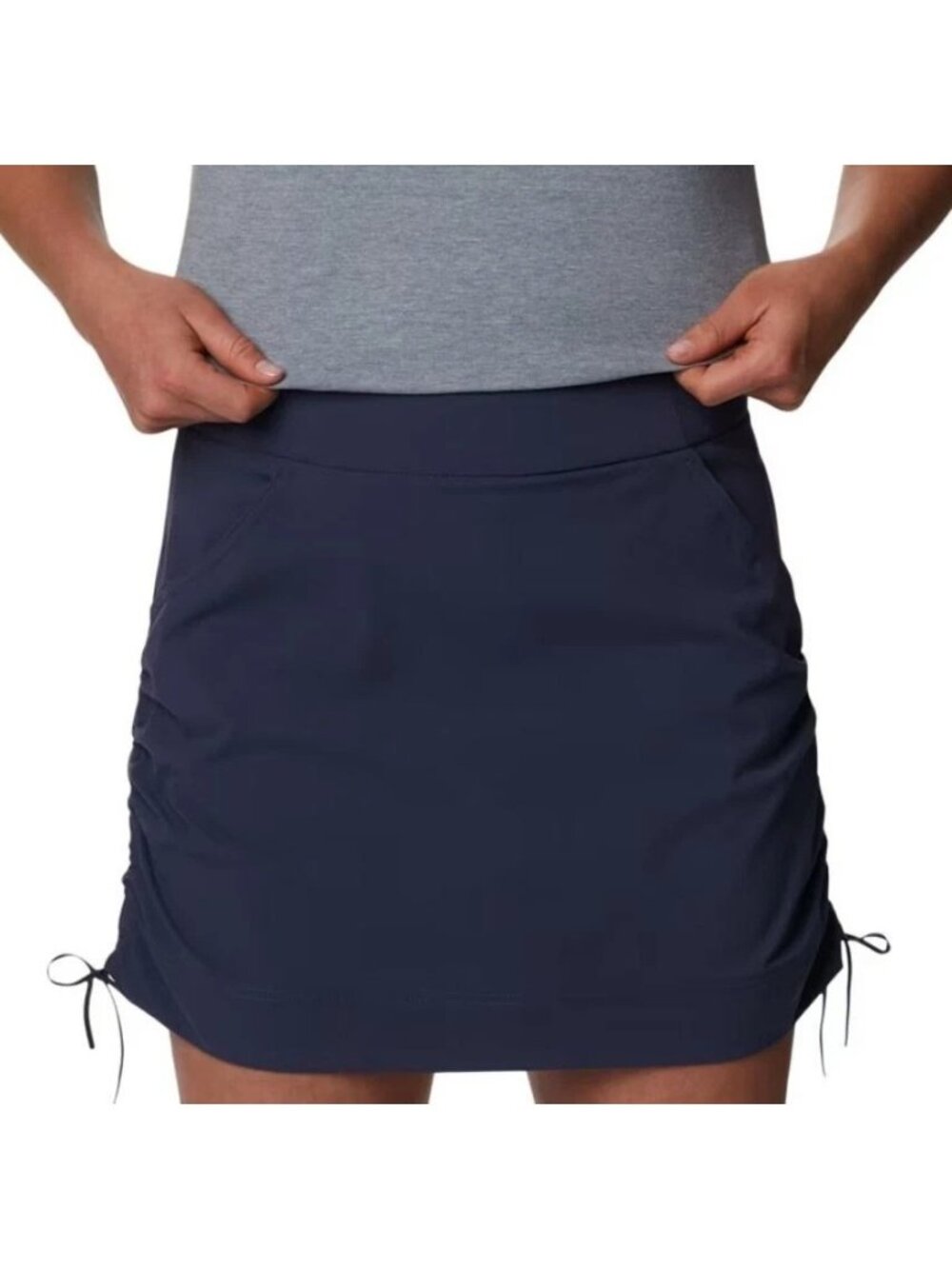 NWT Columbia Outdoor Omni-Shade Women's L Skorts Blue Ruched Side